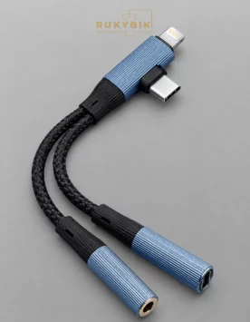 Аудио кабель AUX Type-C 2 в 1 - переходник Lightning - Type-C зарядный