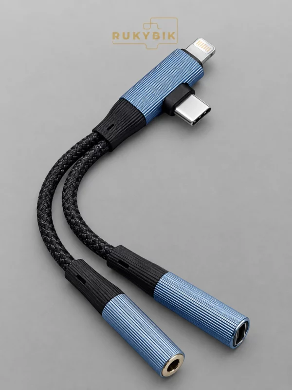 Аудио кабель AUX Type-C 2 в 1 - переходник Lightning - Type-C зарядный