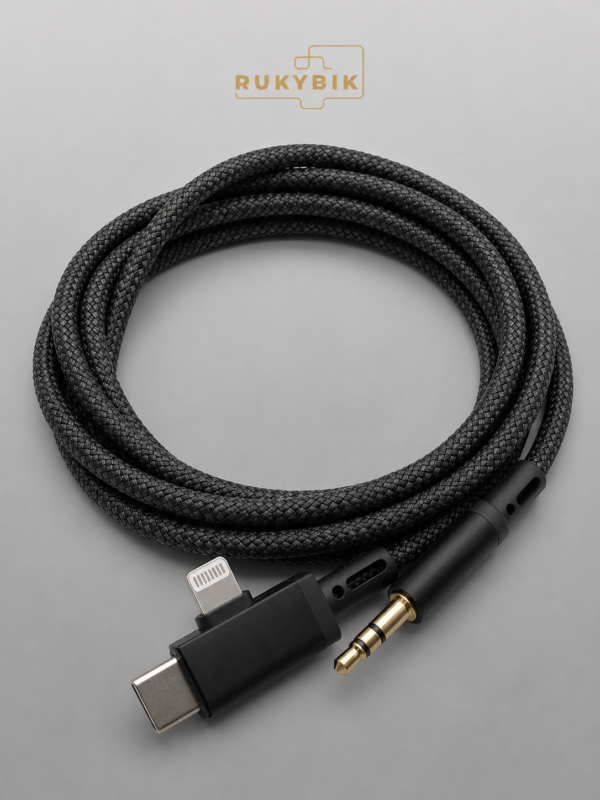 Кабель AUX 2 в 1 Lightning и Type-C