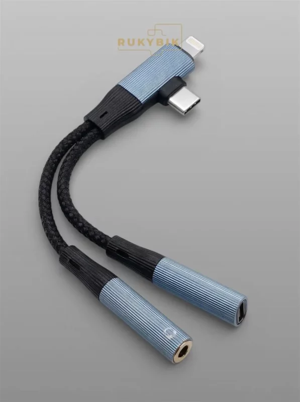 Аудио кабель AUX Type-C 2 в 1 - переходник Lightning - Type-C зарядный